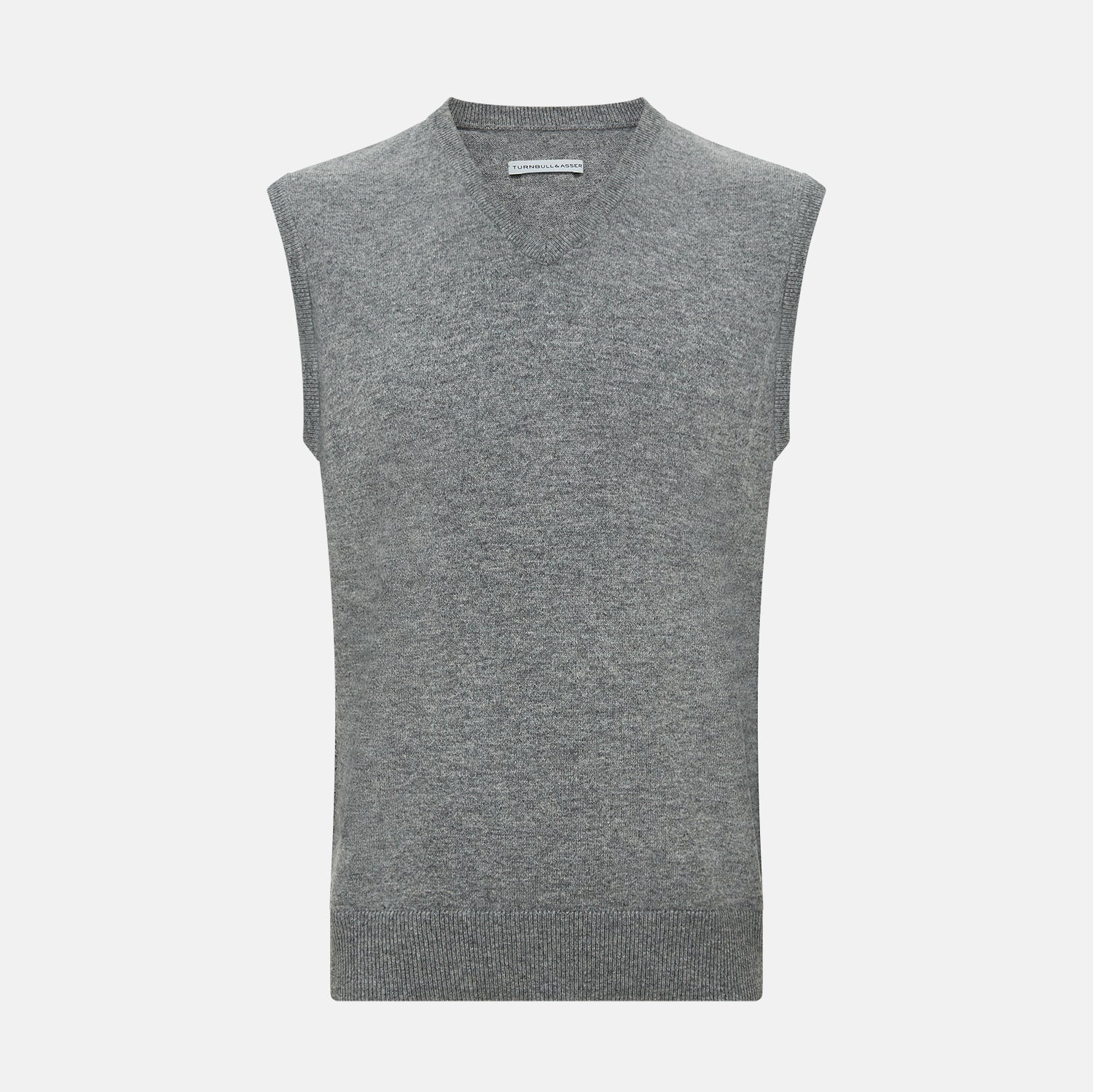 Grey Melange V Neck Cashmere Vest
