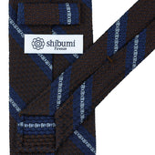 Striped Grossa Grenadine Silk Tie Chocolate Sky
