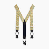 Multi Coloured Circle Adjustable Silk And Navy Leather Braces