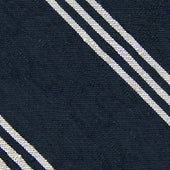 Triple Stripe Shantung Bespoke Tie - Navy / White