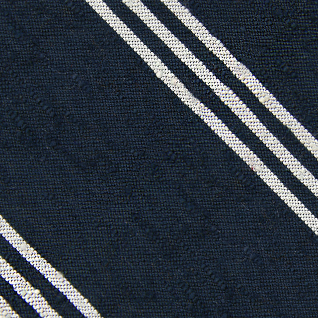 Triple Stripe Shantung Bespoke Tie - Navy / White