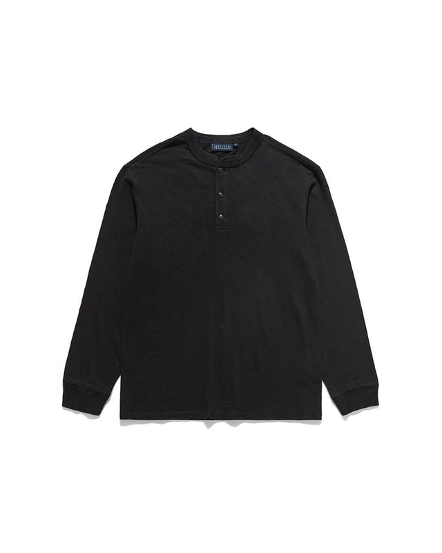 HENLEY NECK L.S T-SHIRTS / BLACK