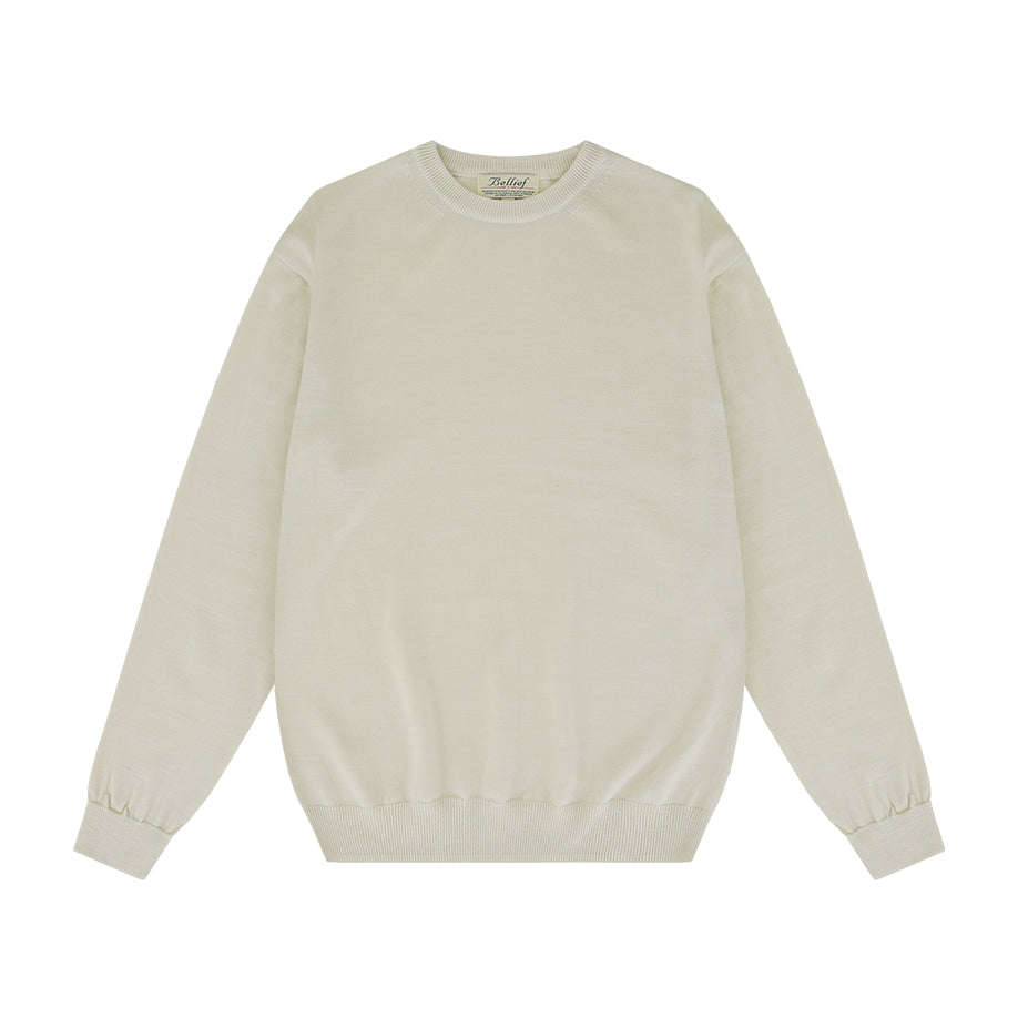 Wool soft crewneck sweater (Ivory)