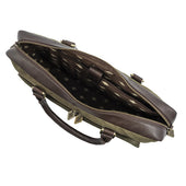 Mensajero Briefcase Leather And Forest Canvas