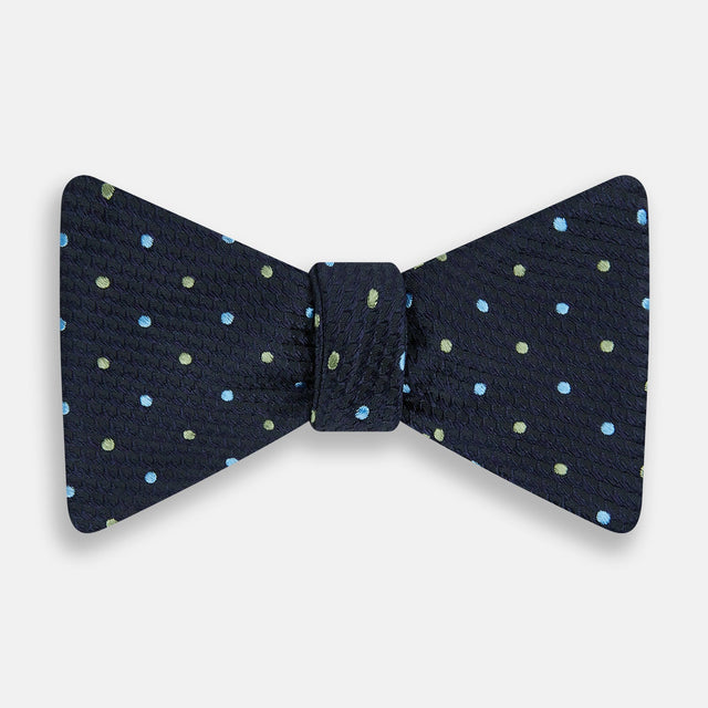 Lime Green and Sky Blue Spot Silk Bow Tie