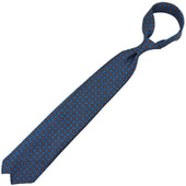Floral Printed Silk Tie Air Force Hand Rolled
