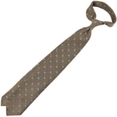 Floral Cashmere Silk Grenadine Tie Beige Hand Rolled