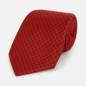 Red Lattice-Patterned Printed Silk Tie