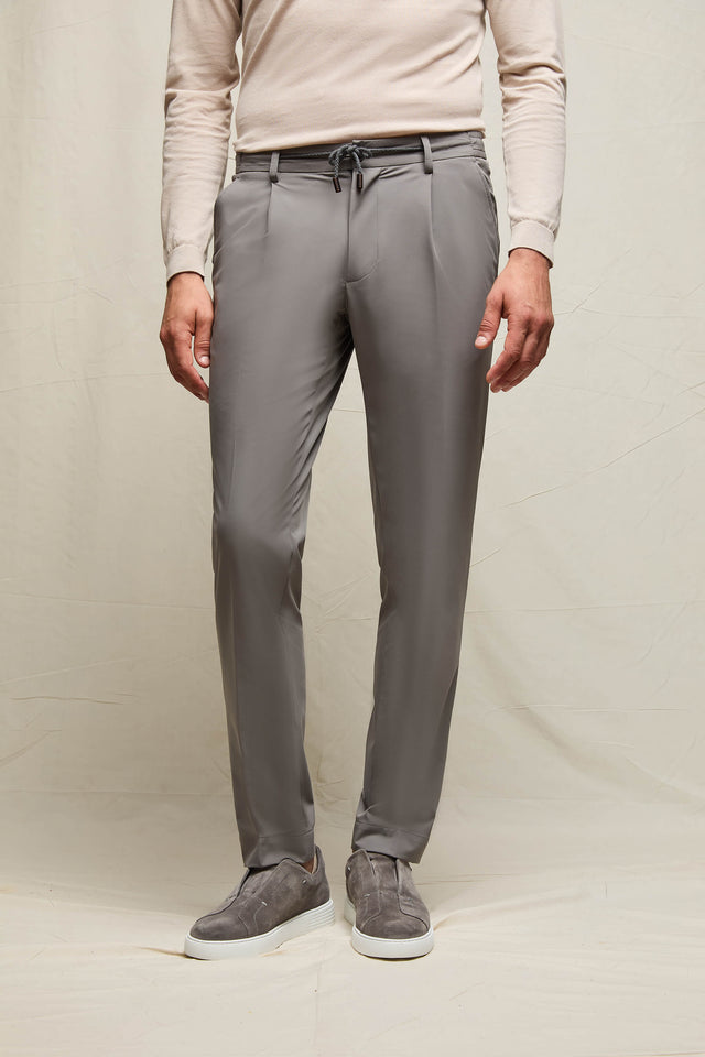 Pantalone ED tessuto tecnico grigio perla