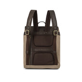 Mochila Backpack Leather With Sand Canvas