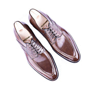 Five Eyelet Derby In Milkchocolate Calf Leather With Croc