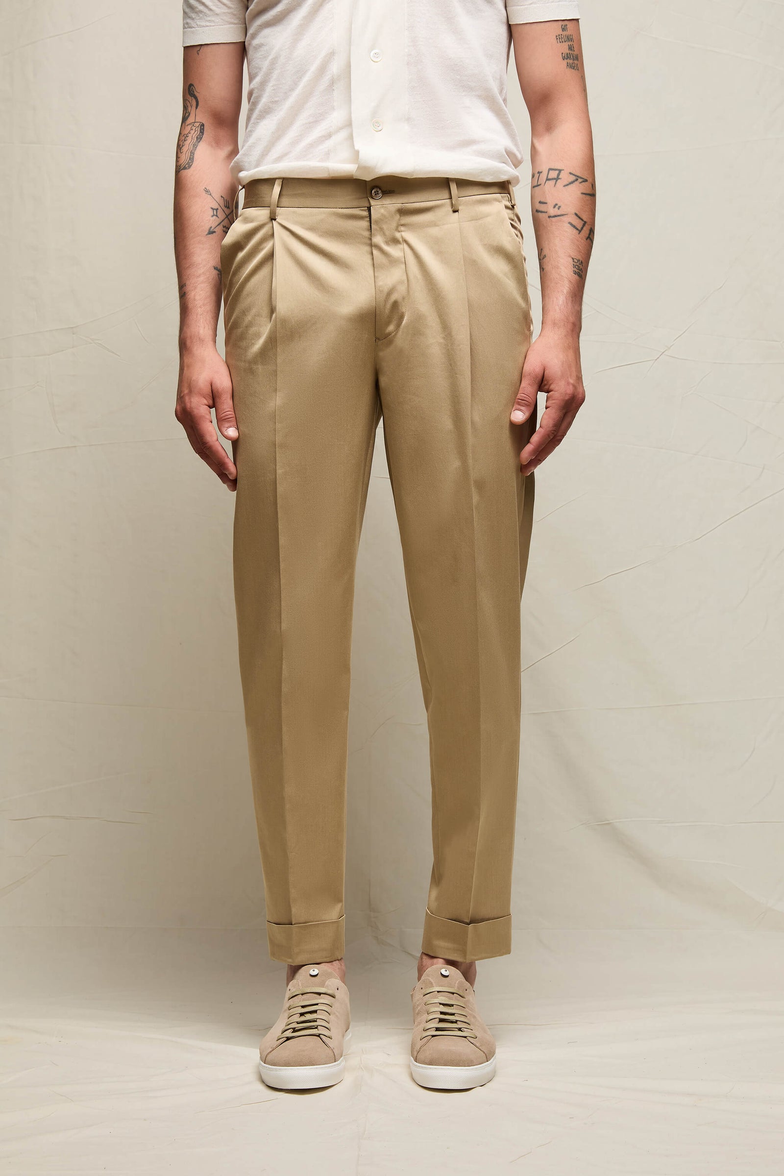 Pantalone Miles In 100 Cotone Cammello