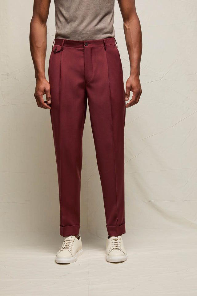 Pantalone MILES in lana vergine bordeaux