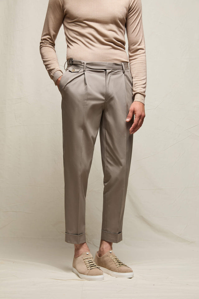 Pantalone HERBIE in cotone grigio tortora