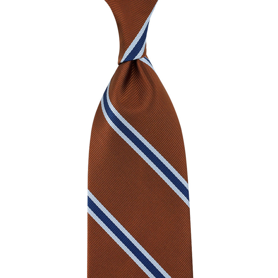 Japanese Repp Stripe Silk Tie Hand Rolled