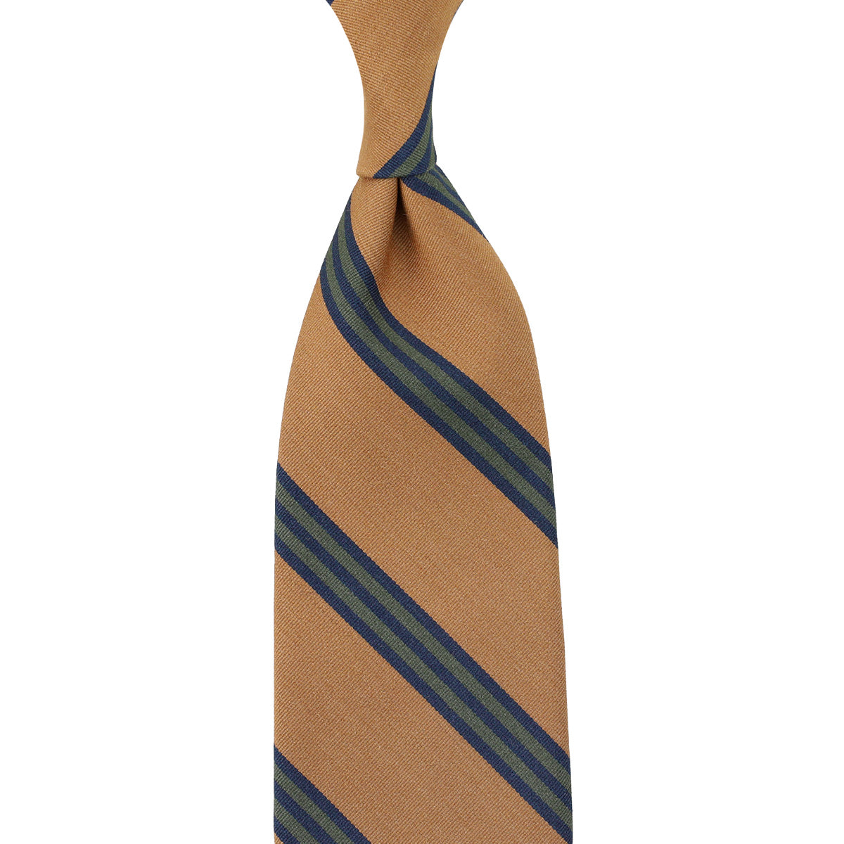 Mogador Striped Silk Cotton Tie Gold Hand Rolled
