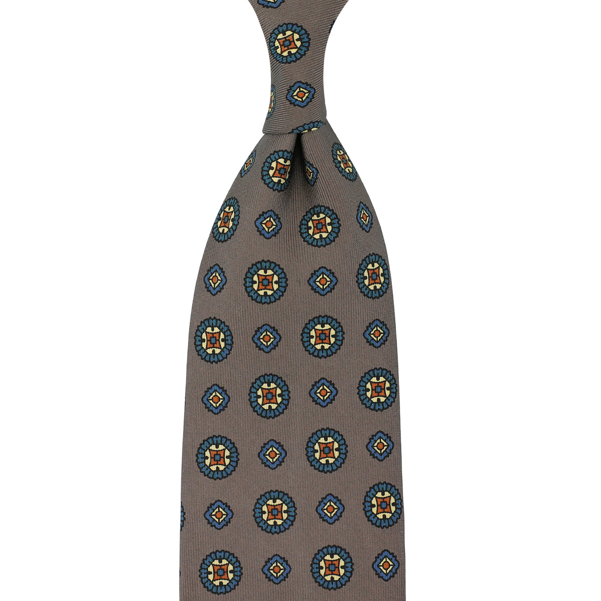 Floral Printed Silk Tie Hopsack Hand Rolled