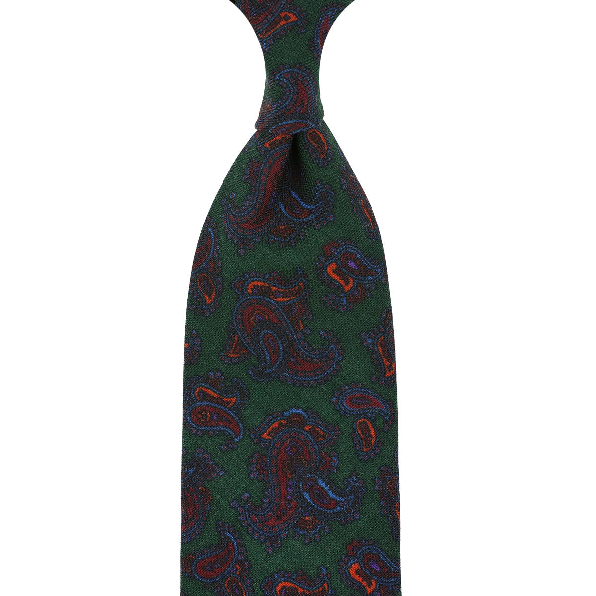 Paisley Printed Wool Challis Tie Hand Rolled