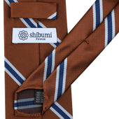 Japanese Repp Stripe Silk Tie Hand Rolled
