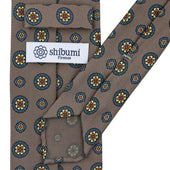 Floral Printed Silk Tie Hopsack Hand Rolled