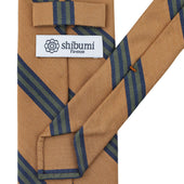 Mogador Striped Silk Cotton Tie Gold Hand Rolled