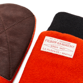 Leather Palm Mackinaw Wool Mittens - Flame