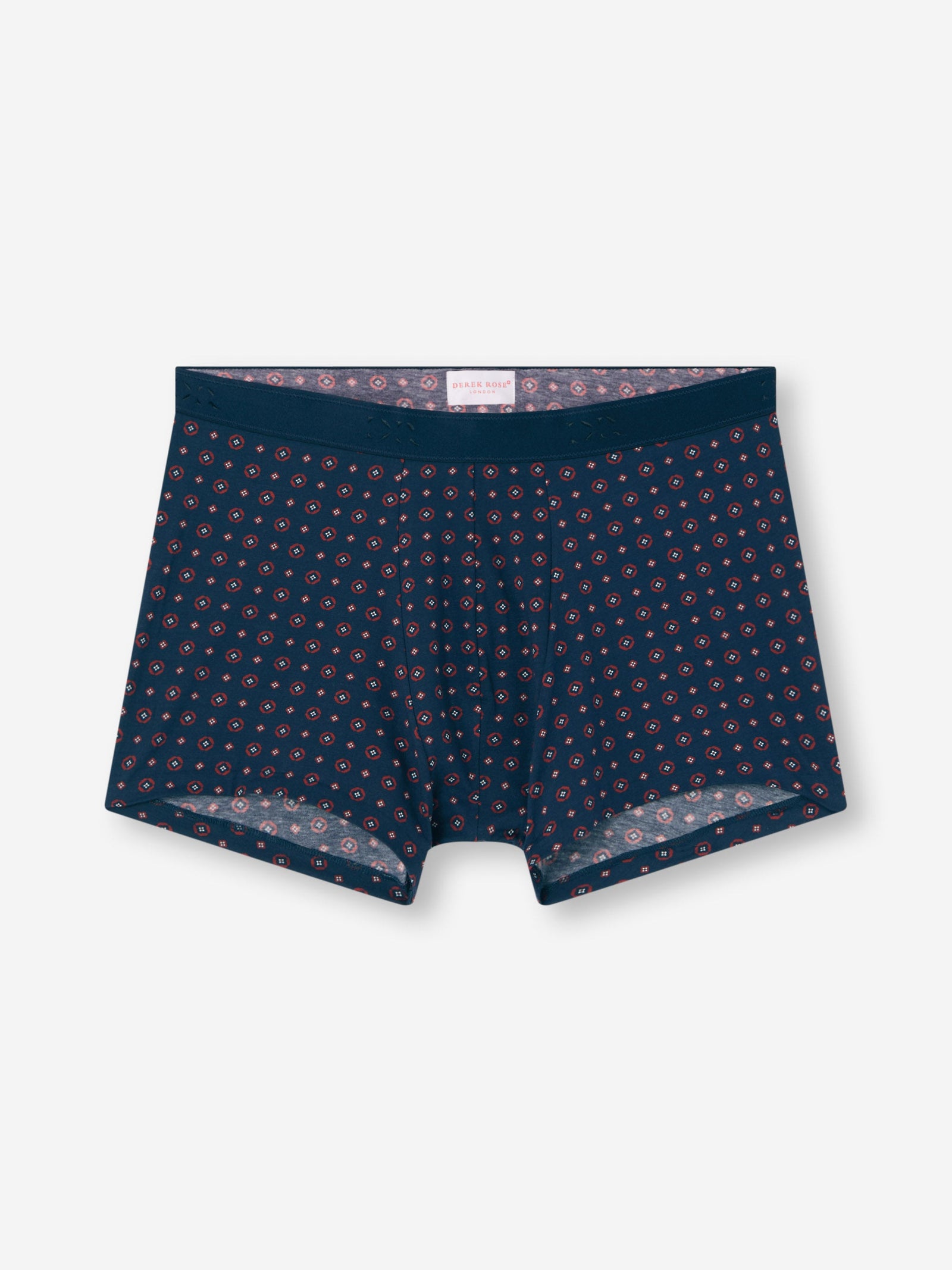 Men's Boxer Briefs Cotton Navy Blue & Red Rose Motif