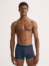 Men's Boxer Briefs Cotton Navy Blue & Red Rose Motif