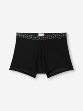 Men's Boxer Briefs Pima Cotton Stretch Black with Rose Motif Band