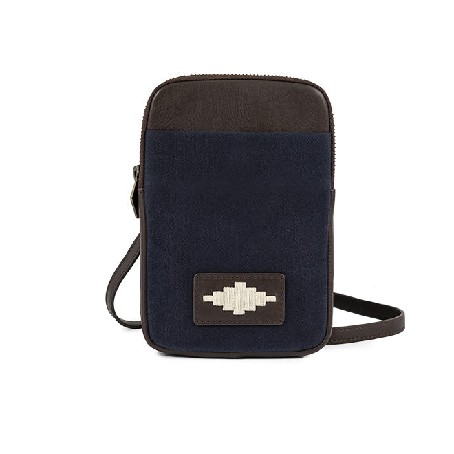 Estuche Sling Bag Leather And Navy Canvas