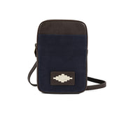 Estuche Sling Bag - Brown Leather and Navy Canvas