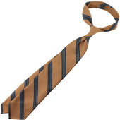Mogador Striped Silk Cotton Tie Gold Hand Rolled