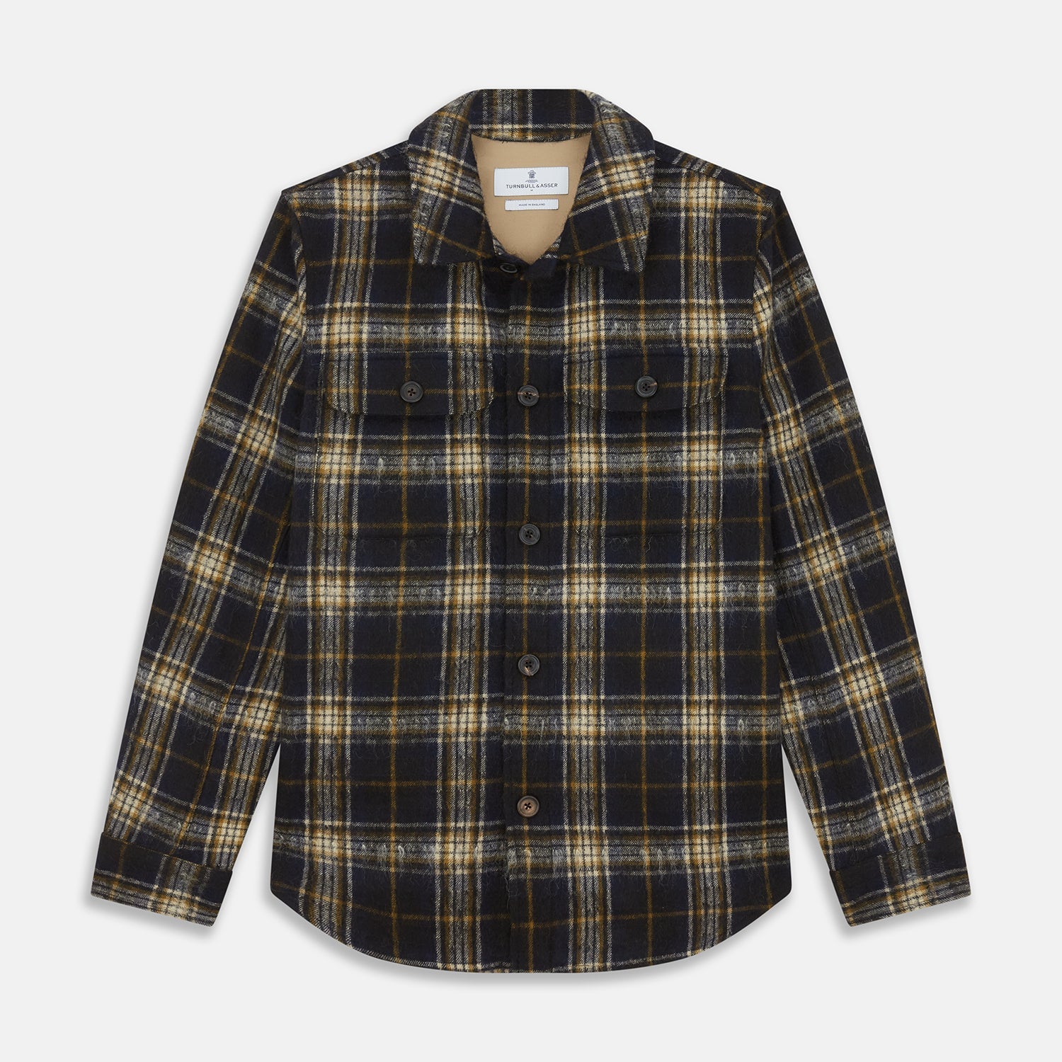 And Beige Check Wool And Mohair Blend Somerset Overshirt