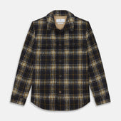 Navy and Beige Check Wool and Mohair Blend Somerset Overshirt