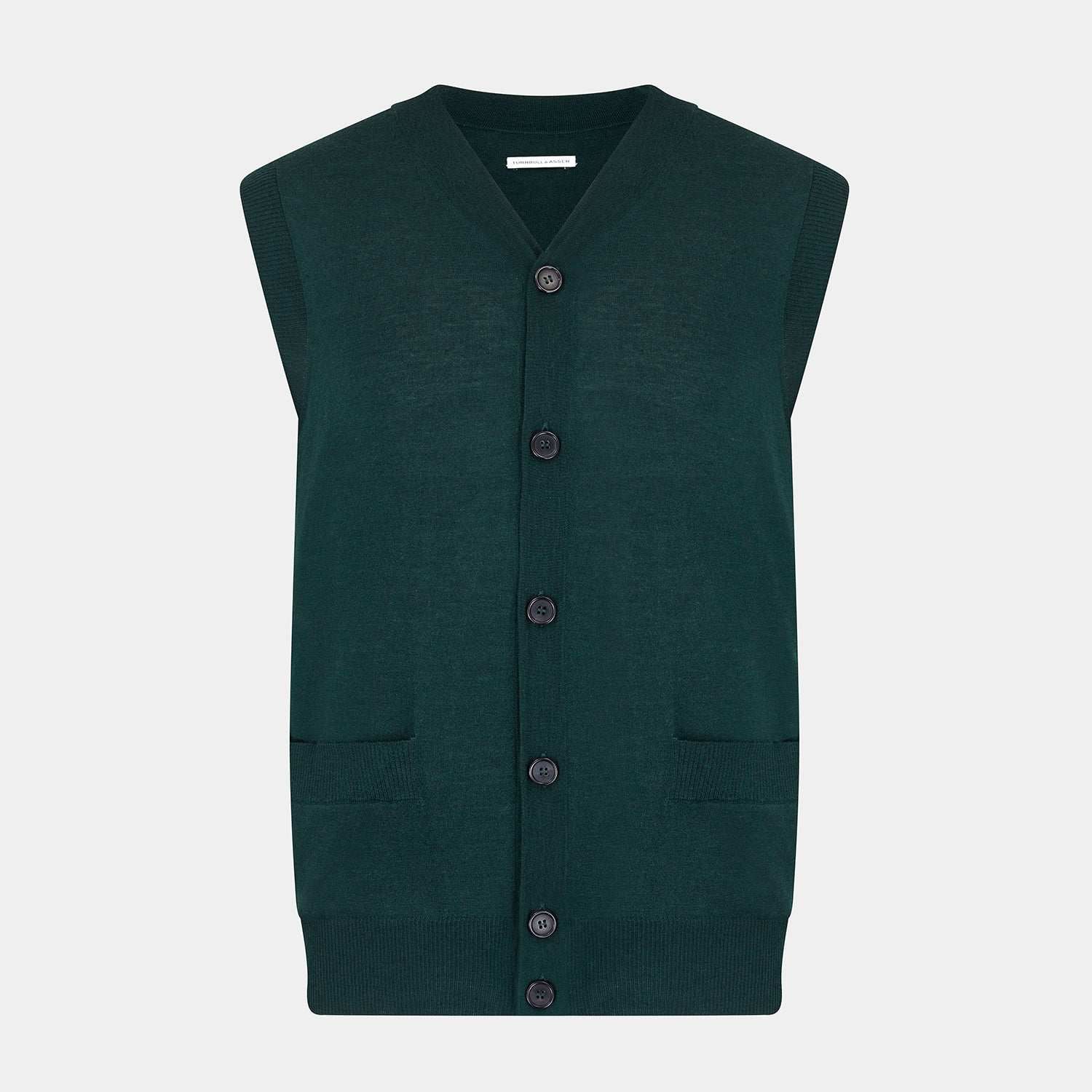 Petrol Fine Merino V Neck Sleeveless Cardigan