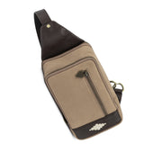 Pequeno Crossbody Bag Leather And Sand Canvas