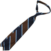 Block Stripe Super Repp Silk Tie Navy Brown