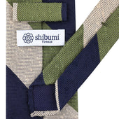 Triple Block Stripe Soft Shantung Silk Tie Navy