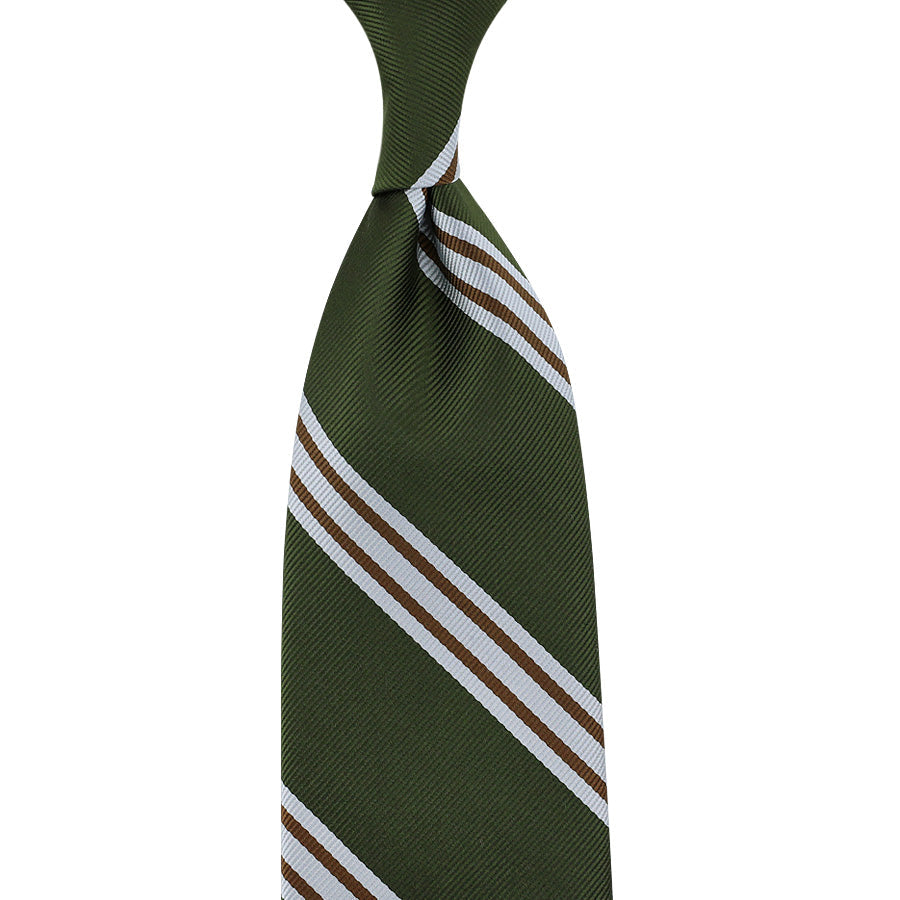 Japanese Repp Stripe Silk Tie Hand Rolled