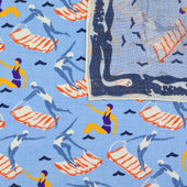 Beach Motif Wool Silk Pocket Square Sky 40x40cm