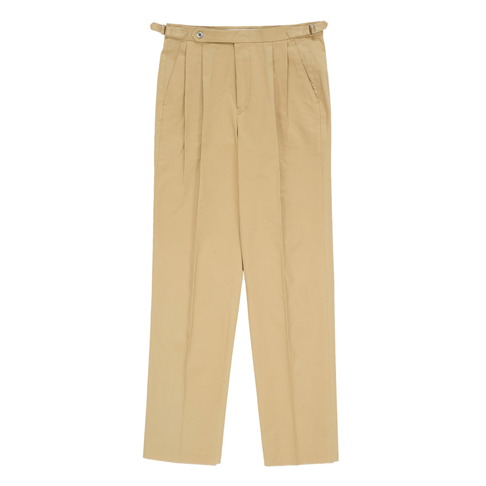 Cotton Adjust Double Pleats Relaxed Chino Pants