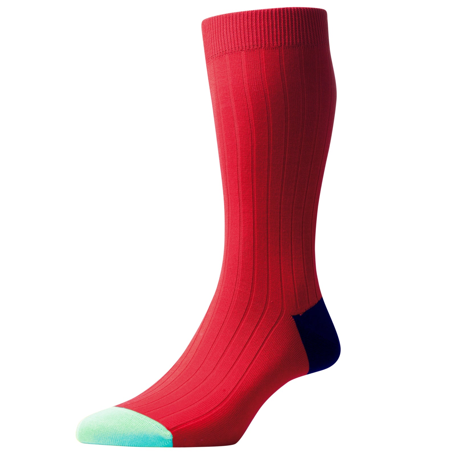 Salton Red Contrast Heel and Toe Cotton Sock