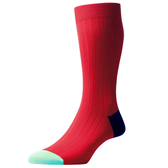 Salton Red Contrast Heel and Toe Cotton Sock
