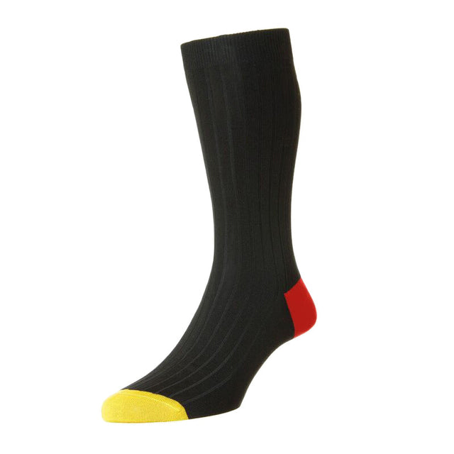 Salton Black Contrast Heel and Toe Cotton Sock
