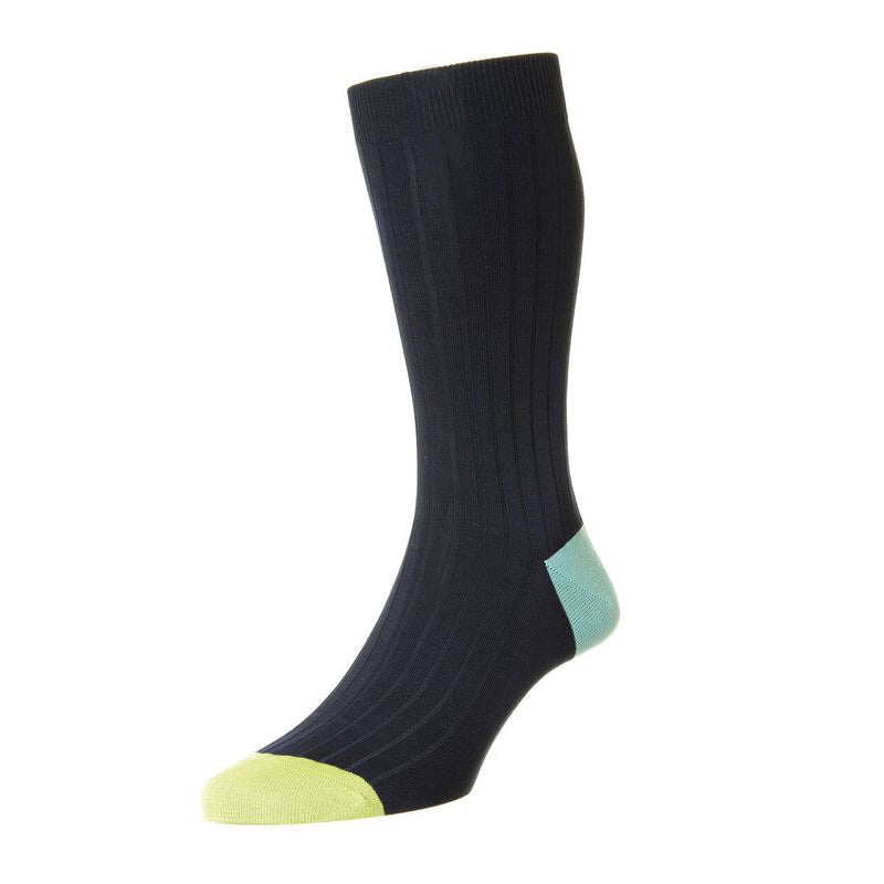 Salton Navy Contrast Heel and Toe Cotton Sock