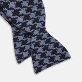 And Blue Houndstooth Wool Blend Bow Tie