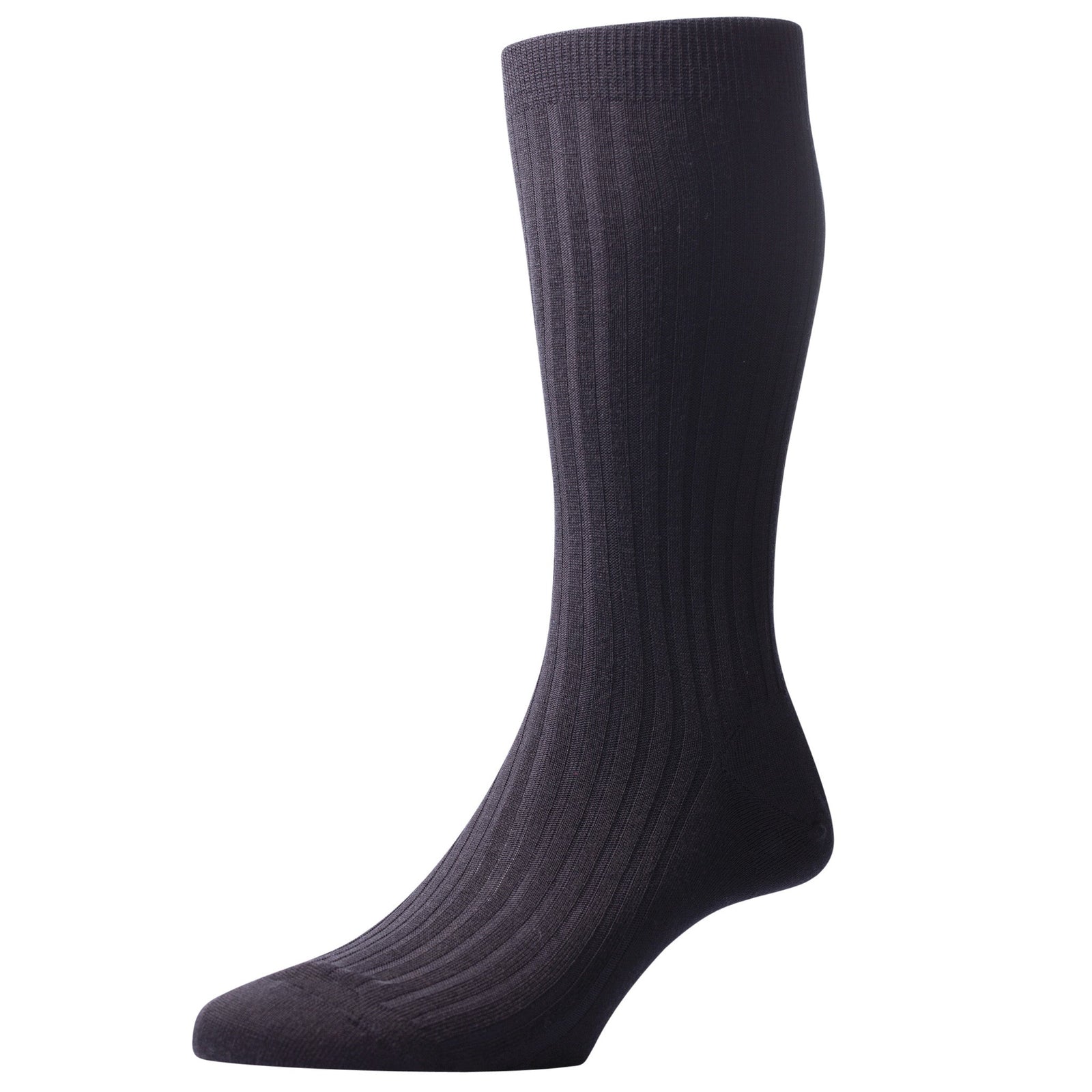 Stockton Black Ribbed Wool Sock