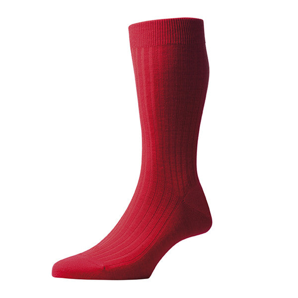 Stockton Red Ribbed Wool Sock