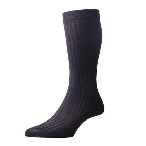 Sontley Black Ribbed Cotton Sock