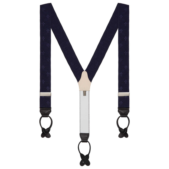 Navy Fleur De Lys Braces